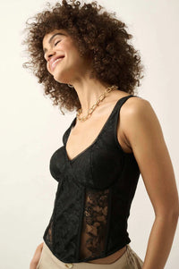 Delicate Blooms Floral Lace Bustier Corset Top - ShopPromesa