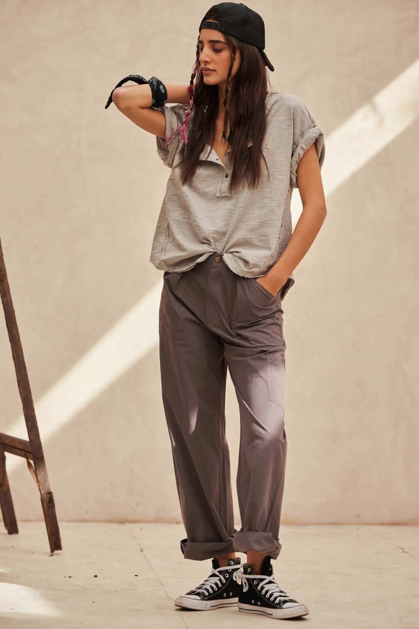 Easy Fit Vintage-Wash Exposed-Seam Henley Tee - ShopPromesa