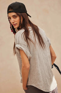 Easy Fit Vintage-Wash Exposed-Seam Henley Tee - ShopPromesa