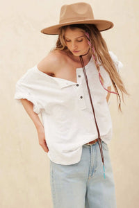 Easy Fit Vintage-Wash Exposed-Seam Henley Tee - ShopPromesa