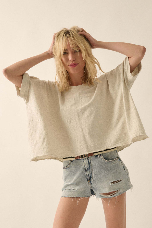 Easy Fit Vintage-Wash Cotton Oversized Boxy Tee