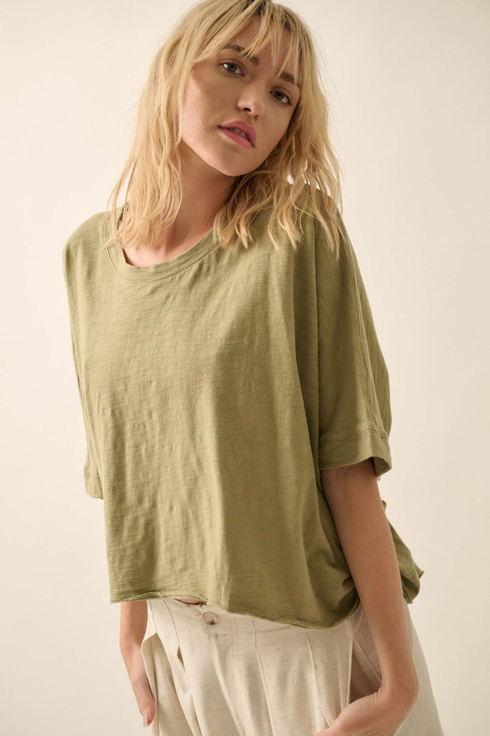 Easy Fit Vintage-Wash Cotton Oversized Boxy Tee - ShopPromesa