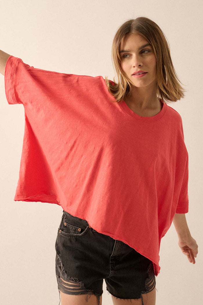 Easy Fit Vintage-Wash Cotton Oversized Boxy Tee - ShopPromesa