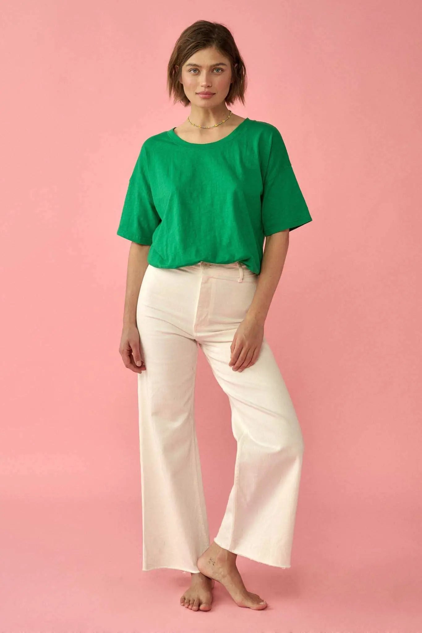 Easy Fit Vintage-Wash Slub Cotton T-Shirt Bodysuit - ShopPromesa