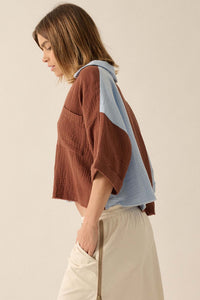 Better Half Colorblock Crinkle Cotton Pocket Shirt - ShopPromesa