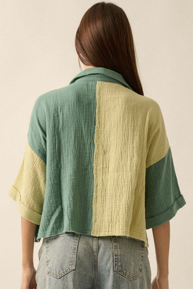 Better Half Colorblock Crinkle Cotton Pocket Shirt