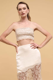 Up All Night Ruffle-Trim Sequin Tube Top