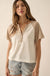 Easy Fit Cropped Raw-Edge Henley Raglan Tee - ShopPromesa