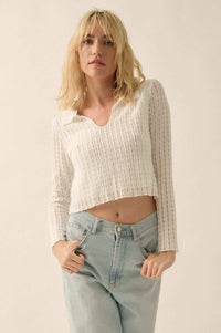 Making Waves Striped Lace Collared V-neck Top - ShopPromesa