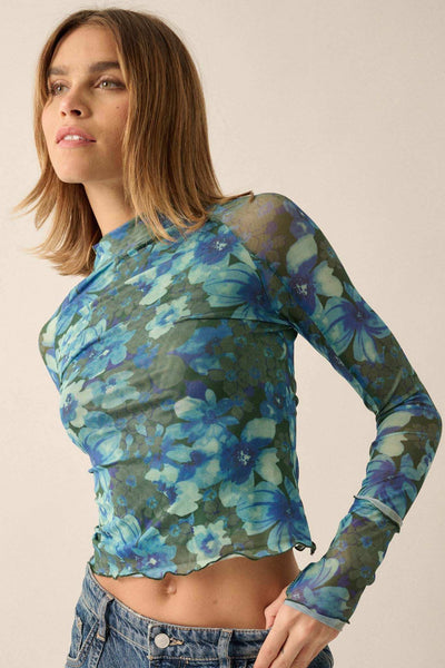 トップス Bloom flower tulle tops AM1758 ANDMARY】Bloom flower tulle tops