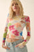 Flower Pop Floral Mesh Long-Sleeve Mock-Neck Top - ShopPromesa