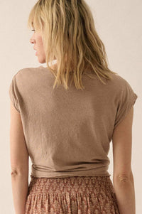 Easy Fit Cropped Raw-Edge Cap-Sleeve Muscle Tee - ShopPromesa