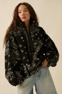 Dream On Paisley-Print Fleece Half-Zip Pullover - ShopPromesa