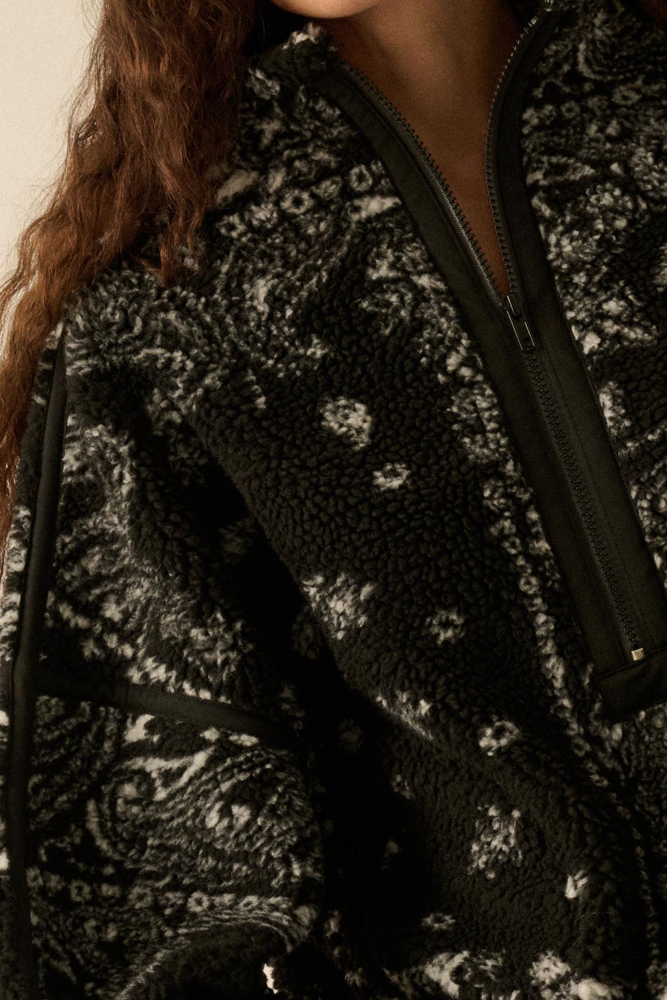 Dream On Paisley-Print Fleece Half-Zip Pullover - ShopPromesa