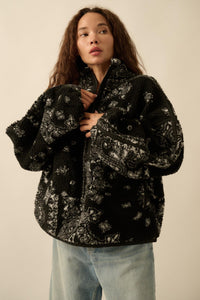 Dream On Paisley-Print Fleece Half-Zip Pullover - ShopPromesa
