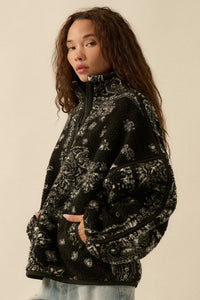 Dream On Paisley-Print Fleece Half-Zip Pullover - ShopPromesa