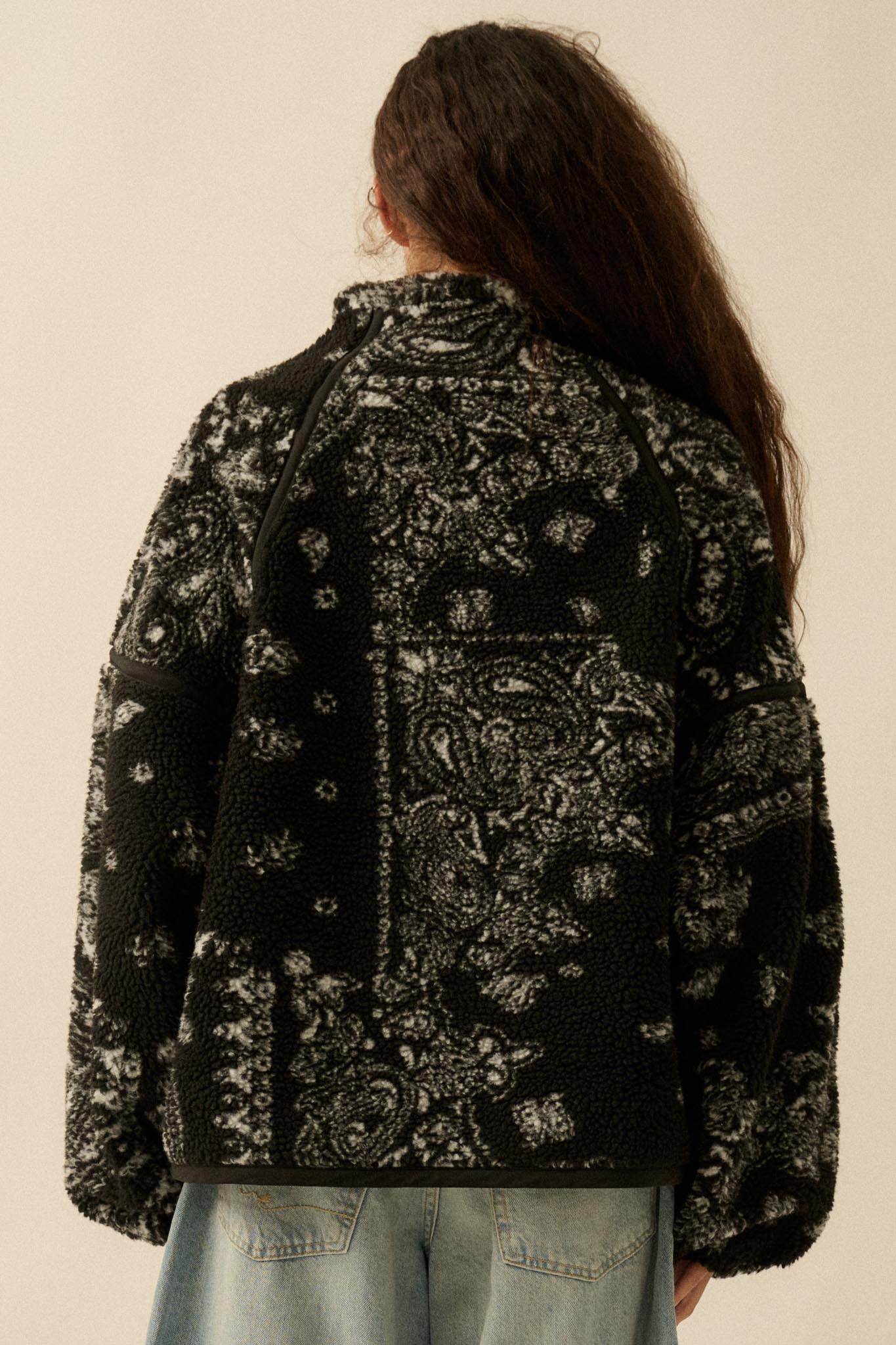 Dream On Paisley-Print Fleece Half-Zip Pullover - ShopPromesa