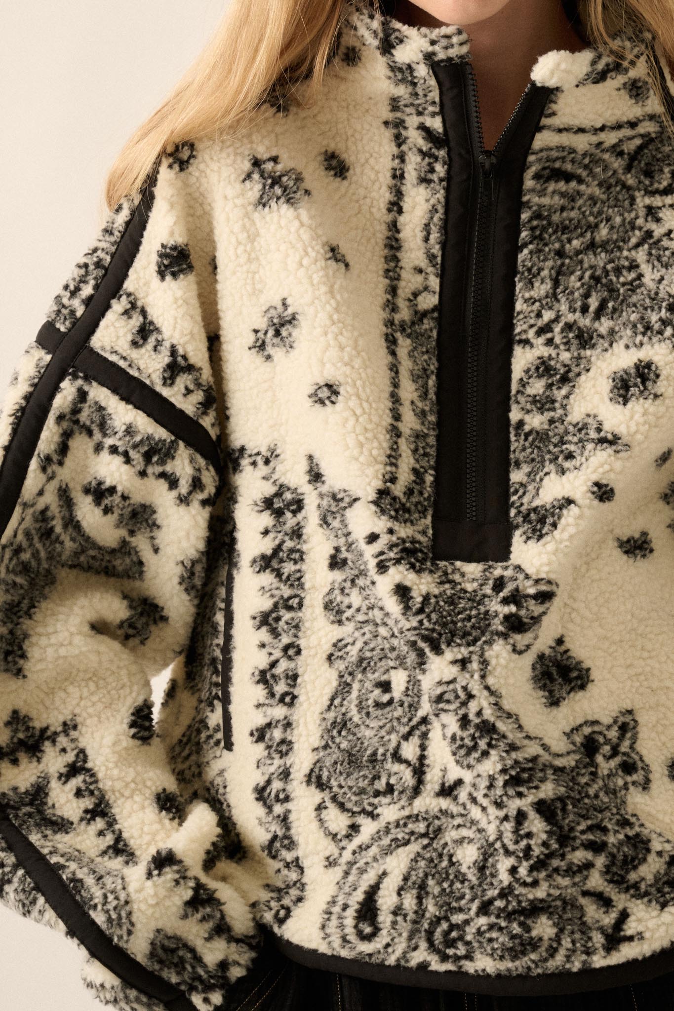 Dream On Paisley-Print Fleece Half-Zip Pullover