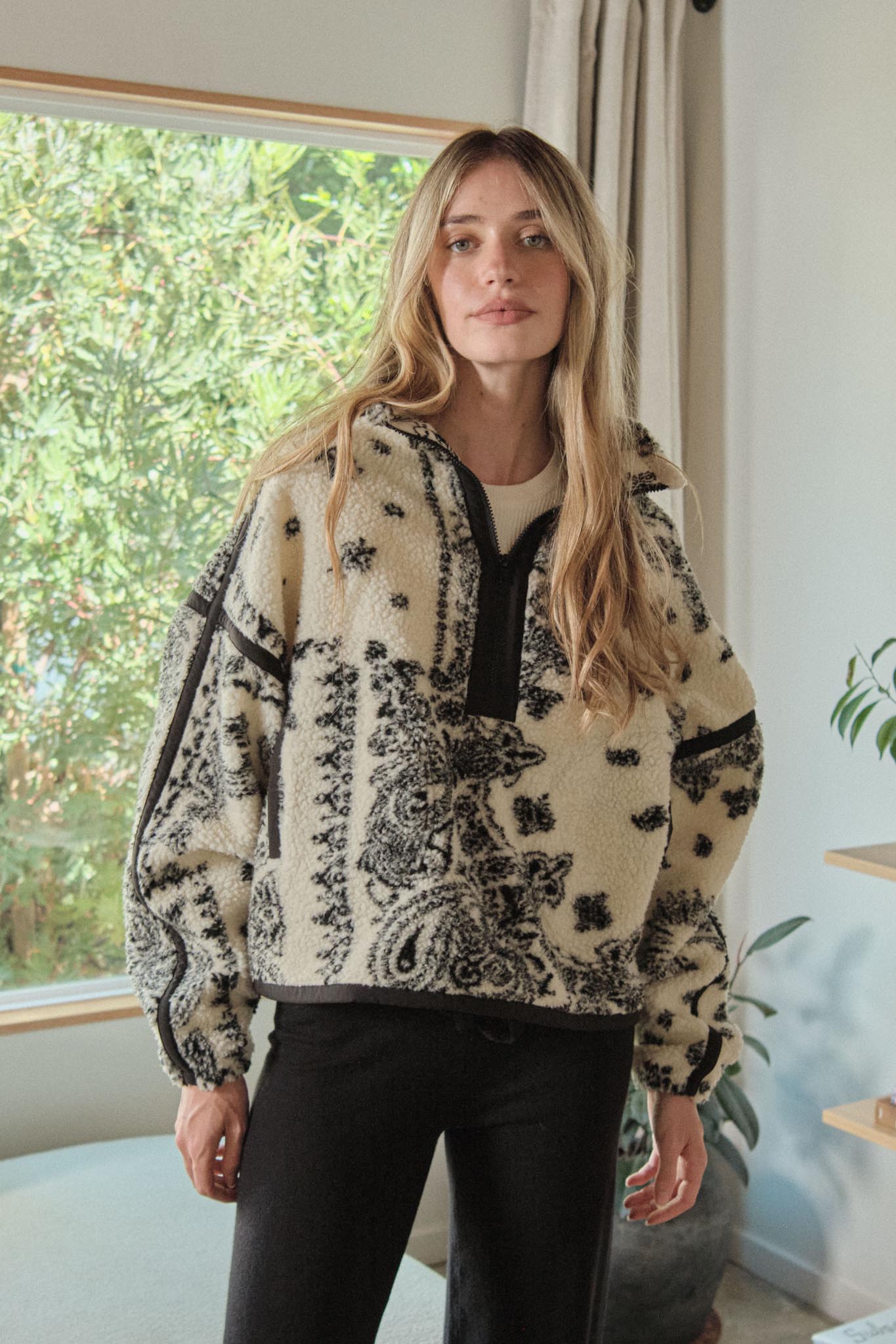 Dream On Paisley-Print Fleece Half-Zip Pullover