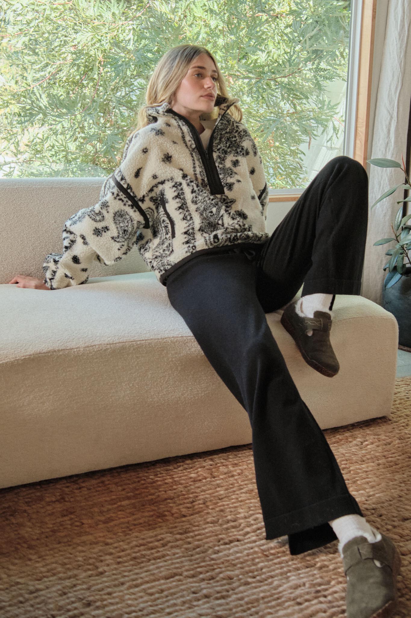 Dream On Paisley-Print Fleece Half-Zip Pullover