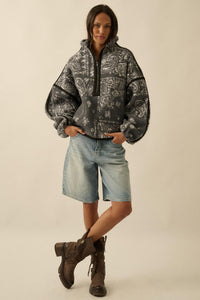 Dream On Paisley-Print Fleece Half-Zip Pullover - ShopPromesa