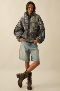 Dream On Paisley-Print Fleece Half-Zip Pullover - ShopPromesa