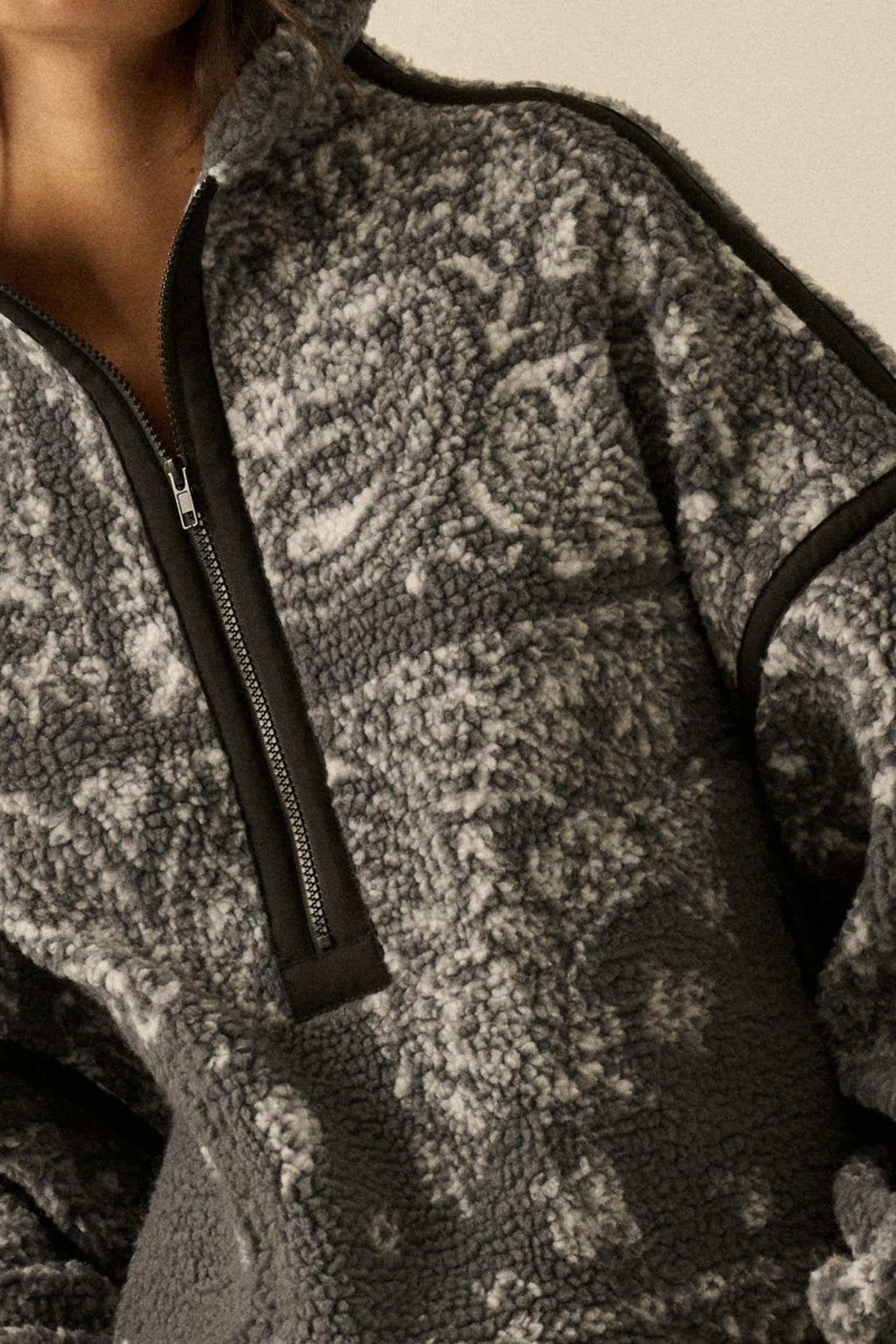 Dream On Paisley-Print Fleece Half-Zip Pullover - ShopPromesa