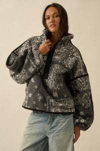 Dream On Paisley-Print Fleece Half-Zip Pullover - ShopPromesa