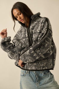 Dream On Paisley-Print Fleece Half-Zip Pullover - ShopPromesa