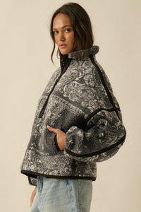 Dream On Paisley-Print Fleece Half-Zip Pullover - ShopPromesa
