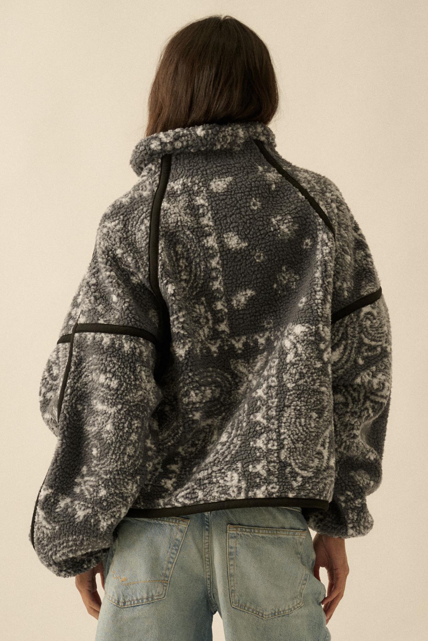Dream On Paisley-Print Fleece Half-Zip Pullover - ShopPromesa