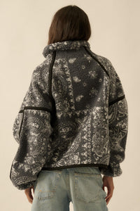 Dream On Paisley-Print Fleece Half-Zip Pullover - ShopPromesa