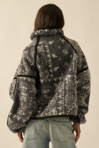Dream On Paisley-Print Fleece Half-Zip Pullover - ShopPromesa