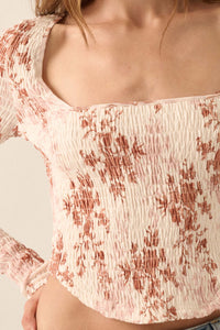 Wildflower Heart Smocked Floral-Print Corset Top - ShopPromesa