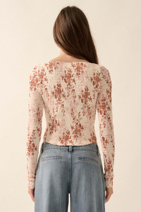 Wildflower Heart Smocked Floral-Print Corset Top - ShopPromesa