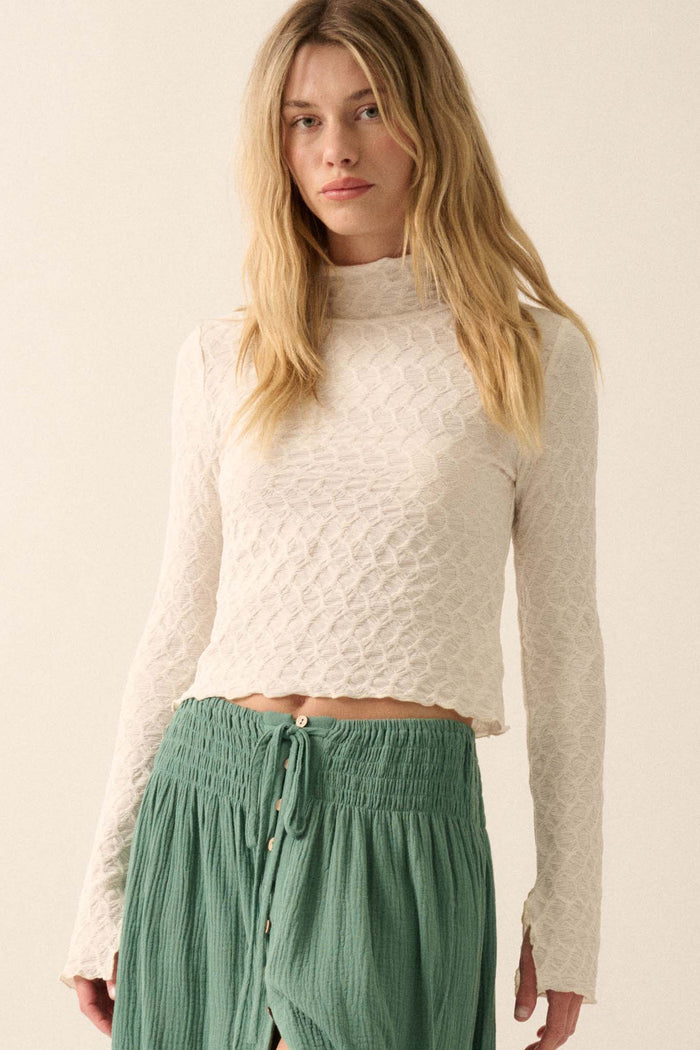 Beautiful Spirit Textured Knit Mock-Neck Top - ShopPromesa