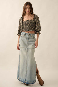 Timeless Beauty Ornate Floral Cropped Peasant Top - ShopPromesa