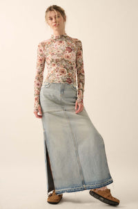 Blossom Forth Floral Mesh Mock-Neck Thumbhole Top - ShopPromesa