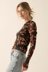 Fantastic Fall Floral Mesh Hooded Thumbhole Top - ShopPromesa