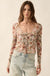 Garden Blossoms Floral Mesh Layered Tie-Front Top - ShopPromesa