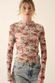 Delicate Blooms Floral Mesh Exposed-Seam Top - ShopPromesa
