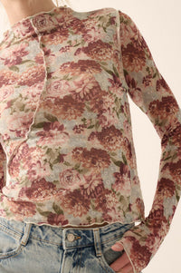 Delicate Blooms Floral Mesh Exposed-Seam Top - ShopPromesa