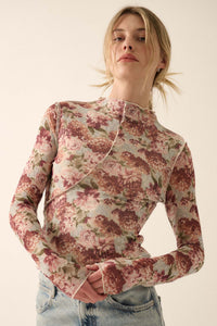 Delicate Blooms Floral Mesh Exposed-Seam Top - ShopPromesa