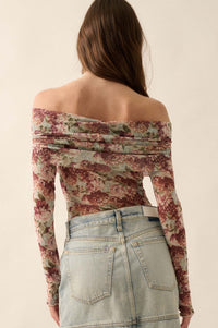 Tender Petals Floral Mesh Foldover Bodysuit - ShopPromesa