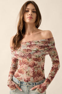 Tender Petals Floral Mesh Foldover Bodysuit - ShopPromesa