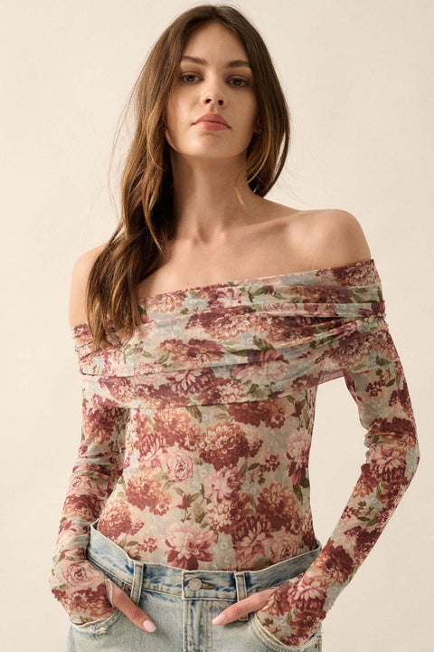 Tender Petals Floral Mesh Foldover Bodysuit - ShopPromesa
