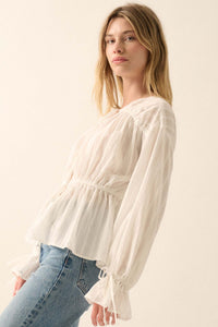 Treasured Beauty Tonal-Stripe Tie-Front Blouse - ShopPromesa