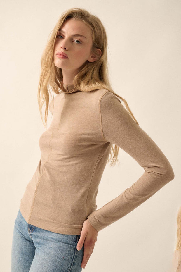 Above and Beyond Mock-Neck Baby Rib Top - ShopPromesa