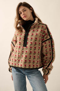 Frosted Fields Floral Fleece Half-Zip Pullover - ShopPromesa