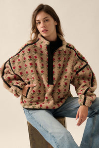 Frosted Fields Floral Fleece Half-Zip Pullover - ShopPromesa